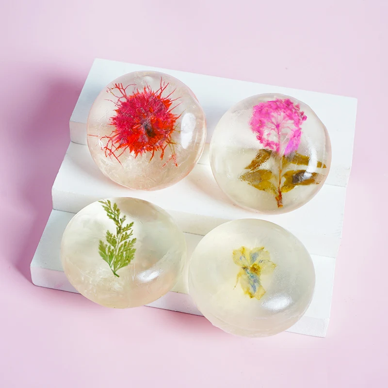 Private Label Vegan Handmade Glycerin Crystal Amino Acid Cleansing Facial Body Natural Whitening Flower Soap