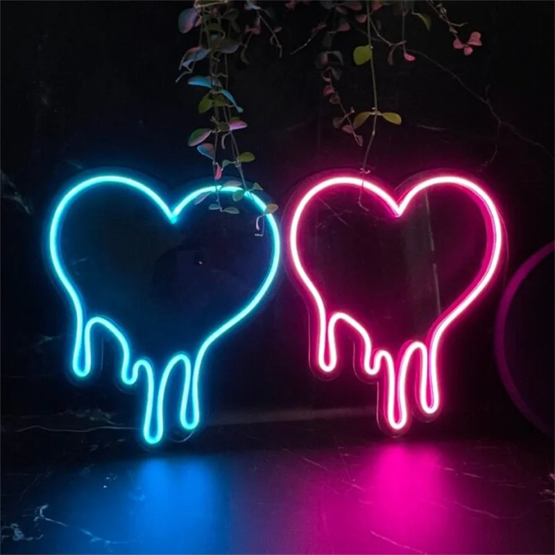 Wholesale Battery Power Neon Sign Drop Shipping Manufacture flex led neon lamp Burning love heart Neon Sign