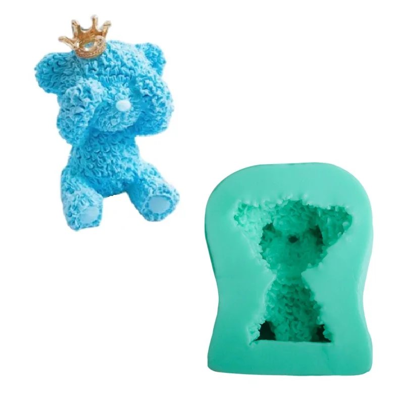 Hot Selling Curly Bear Cake Mold DIY Little Bear Covering Eyes Fondant Silicone Mold for Cake Decorating Cake Tool