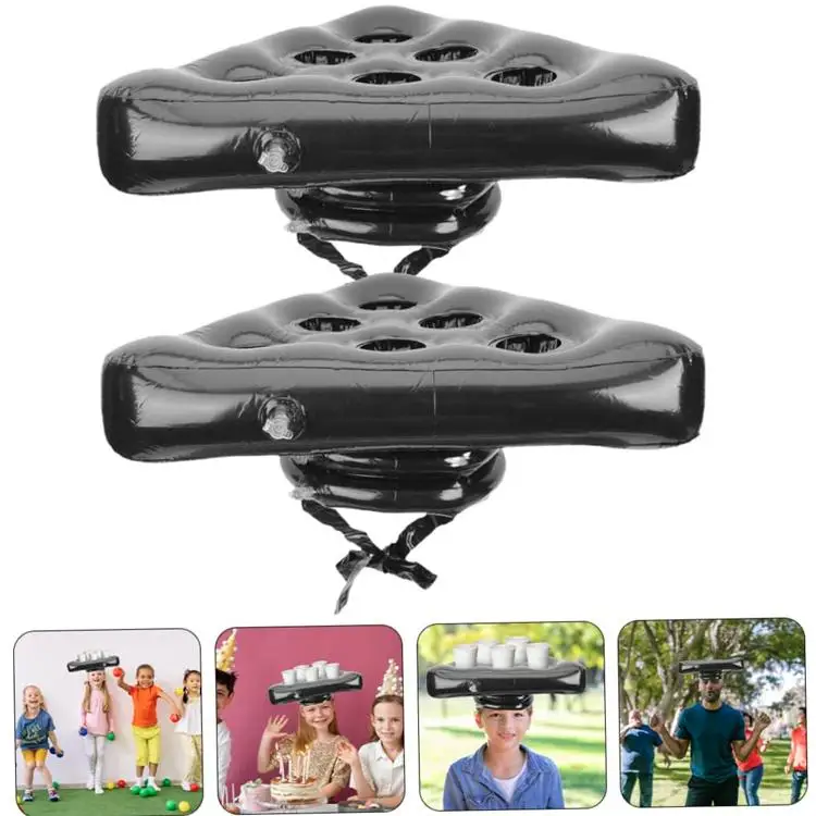 Custom New Design En71 Pvc Inflatable Cup Holder And Six Holes Inflatable Pong Hat