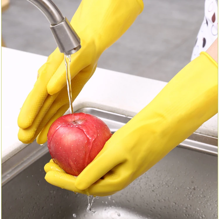 Factory wholesale cheap long sleeve latex rubber hand gloves for kitchen cleaning