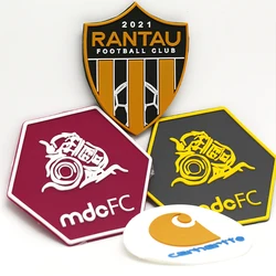 High Quality Shield Shape Rubber Heat Transfer Label Garment Patch Custom Round Silicone Rubber Patches
