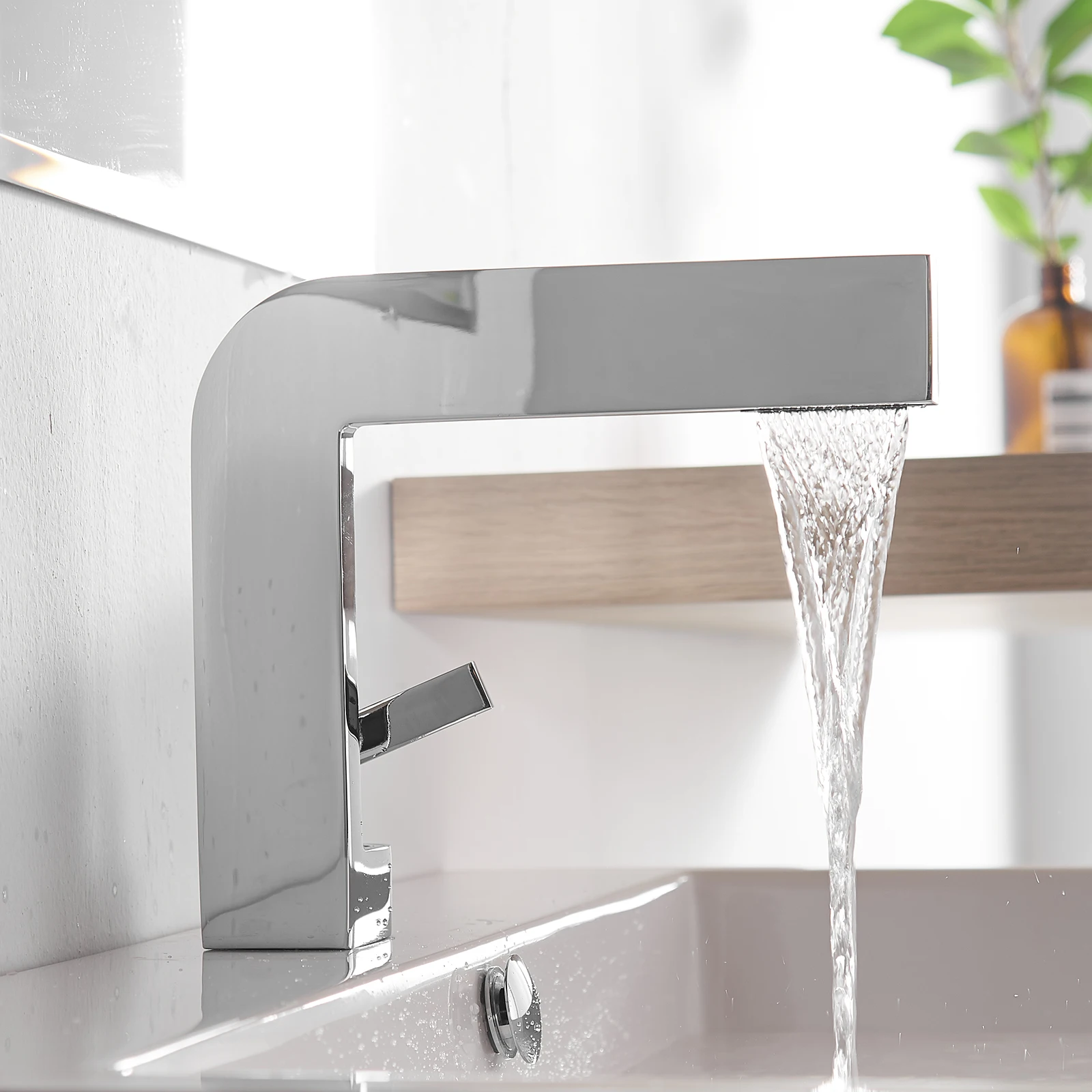 Square Basin Silver Faucet Basin Mixer Faucet Style Bathroom Single Handle Stainless Steel New European Hot Cold Water Mixer FLG