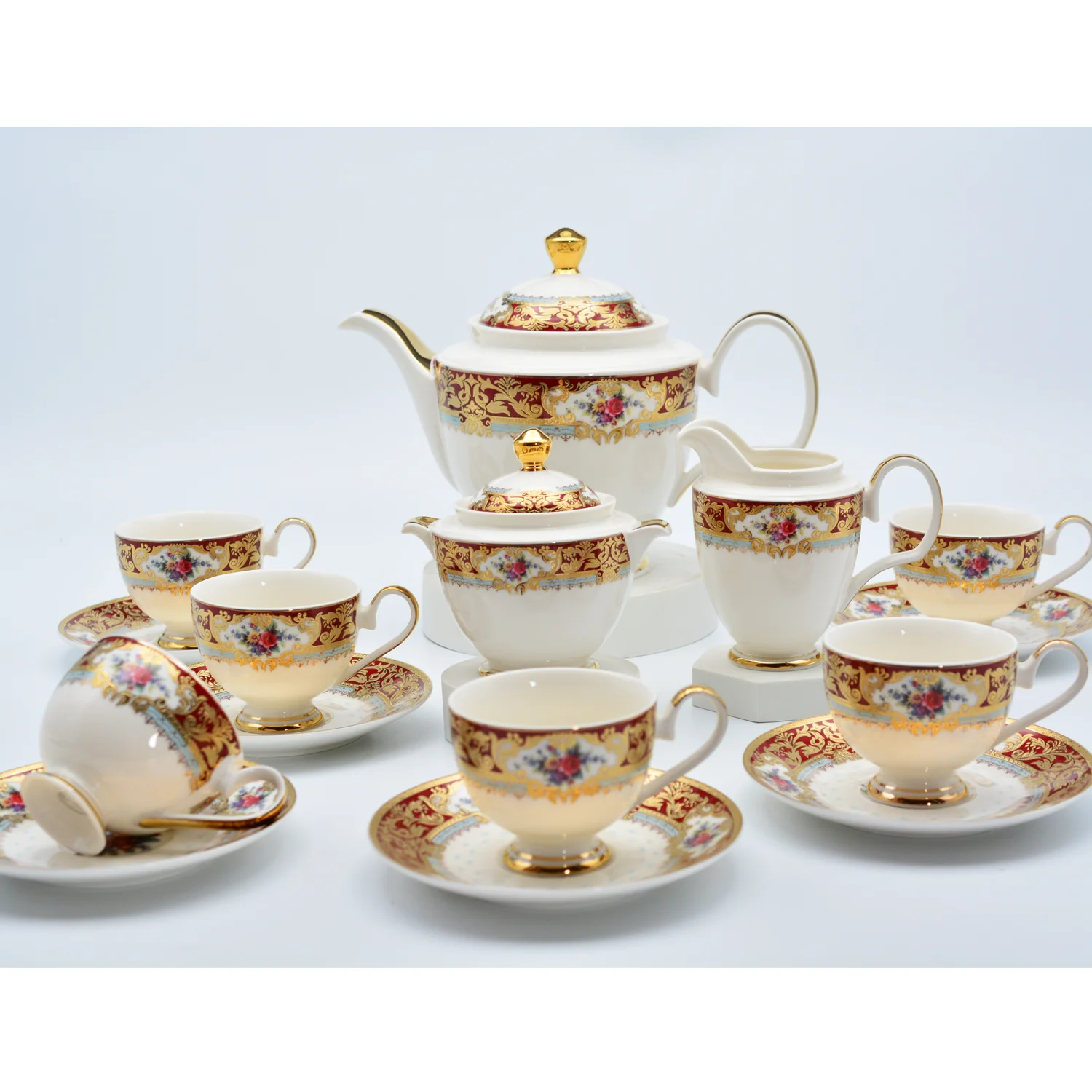 German luxury handmade gold tea set coffee set bone china gold dinnerware set