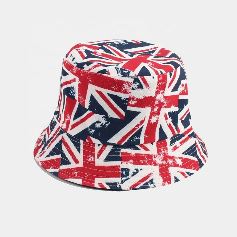 Custom Flag Printing Fisherman Hat Sunscreen European Football Flower UK Hat For Outdoor Sport