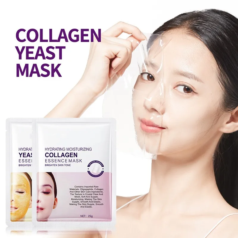 In Stock Collagen Yeast Hydrogel  Face Jelly Sheet Mask Hydrating Brightening Hyaluronic acid Peptide Facial Mask