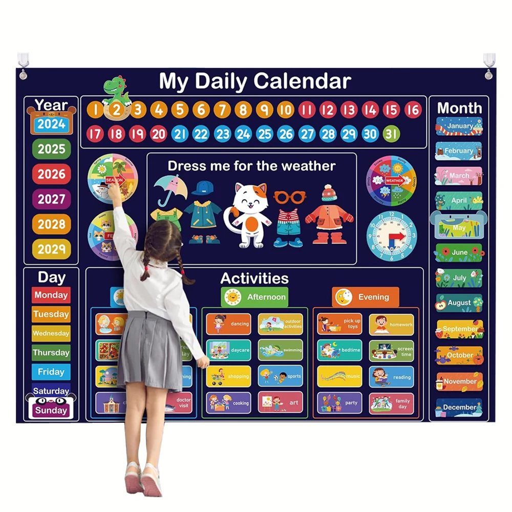 My Daily Calendar For Kids Early Childhood Learning Activities Felt Board Preschool Calendar For Home
