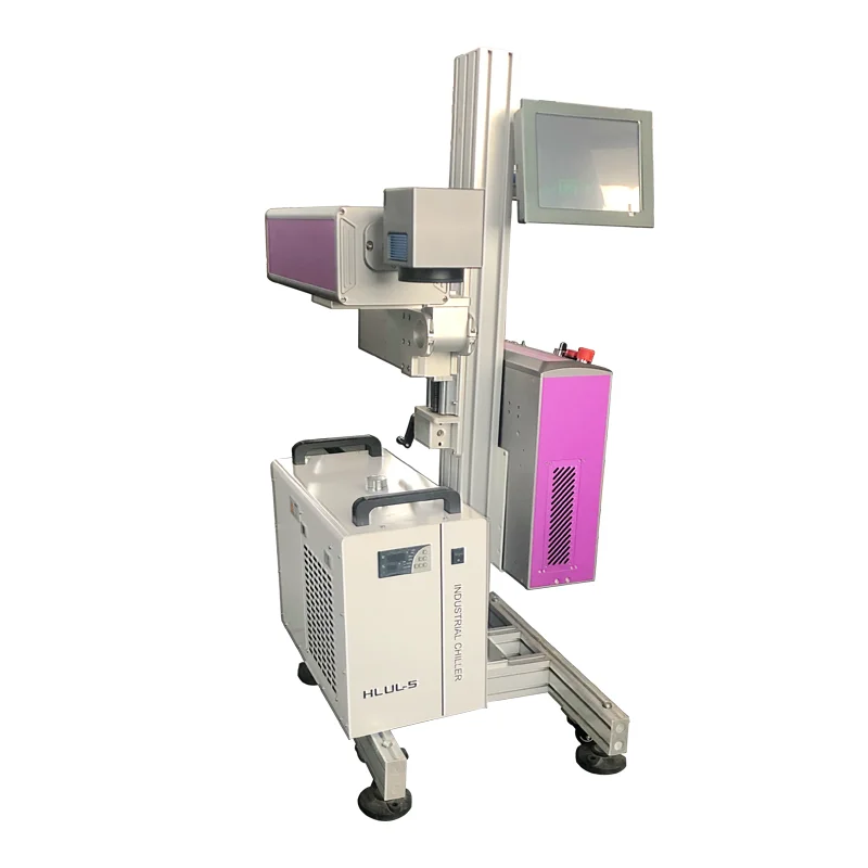 30w 40w 60w 100w 120w CO2 Online Flying Laser Marking Machine with CNF 130B Touch Screen Control System