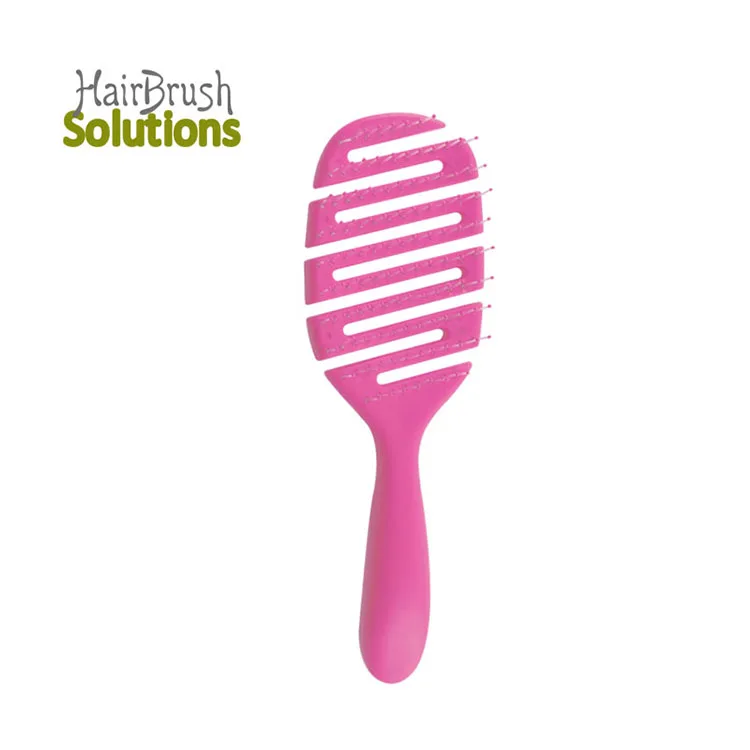 Customized Plastic Scalp Massage Curved Vented Detangling Brush Wave  Detangle Massage HairBrush