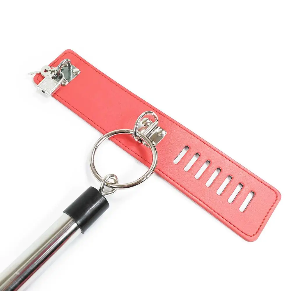 Women Sex Fetish Bondage Wrist Restraint Sex Toys For Couples Leather Ankle Cuffs Stainless Steel Spreader Bar WIth Neck Collar