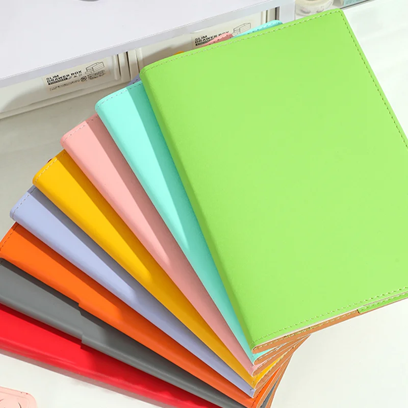 Wholesale student school notebook cute sticker notebook logo customized brown cowhide cover 14.8*21.5cm soft cover a5 notebook