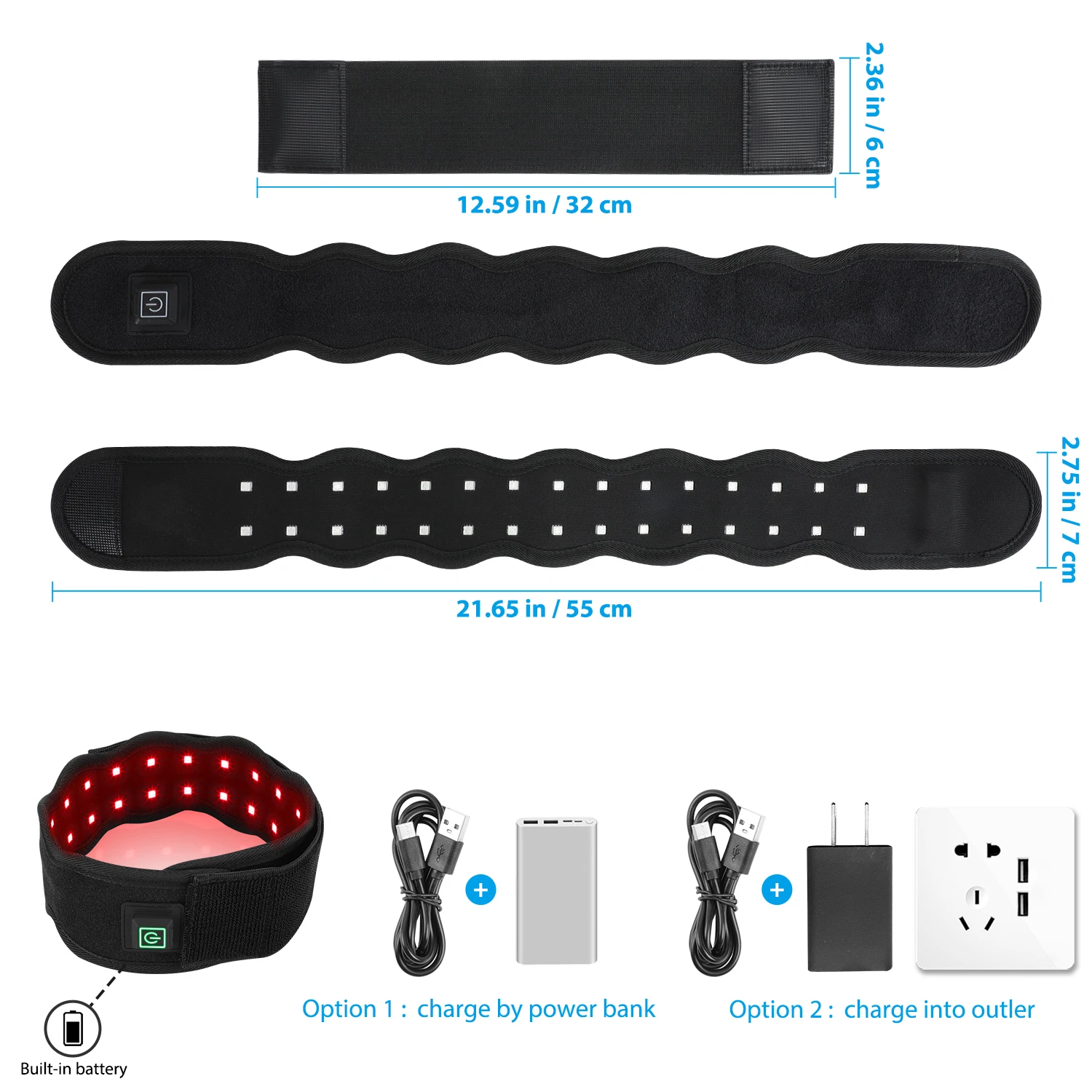 Kinreen 660nm 850nm 850nm for  Home Use EMF 0 Red Light Therapy Wrap Near Infrared Light Therapy Belt for Hand
