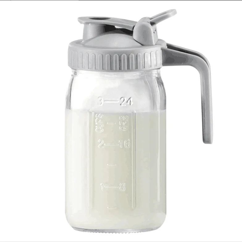 64oz Glass Mason Jars Drinking Pitcher with Pour Spout Lid Large Iced Coffee Glass Bottles With Stainless Steel Filter