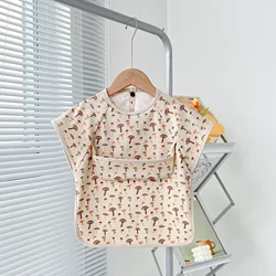 Детские нагрудники на заказ, водонепроницаемая летняя одежда с коротким рукавом и принтом, защитная одежда для кормления младенцев и малышей