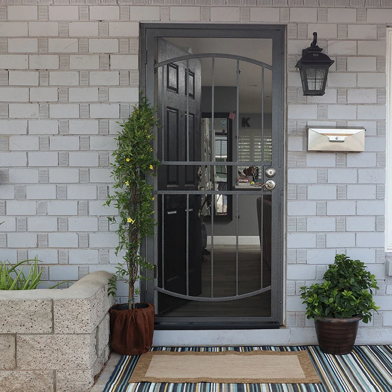 36 in x 80 in Black Surface Out swing  Metal Screen Door Steel Security Door