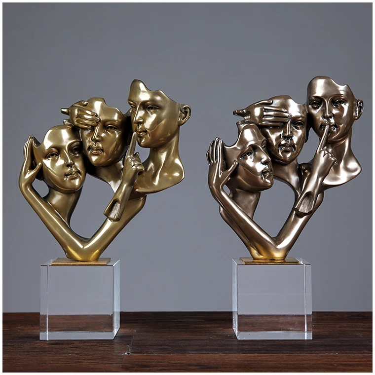 New European Style Beauty Face Abstract resin Figurine for Home Decoration