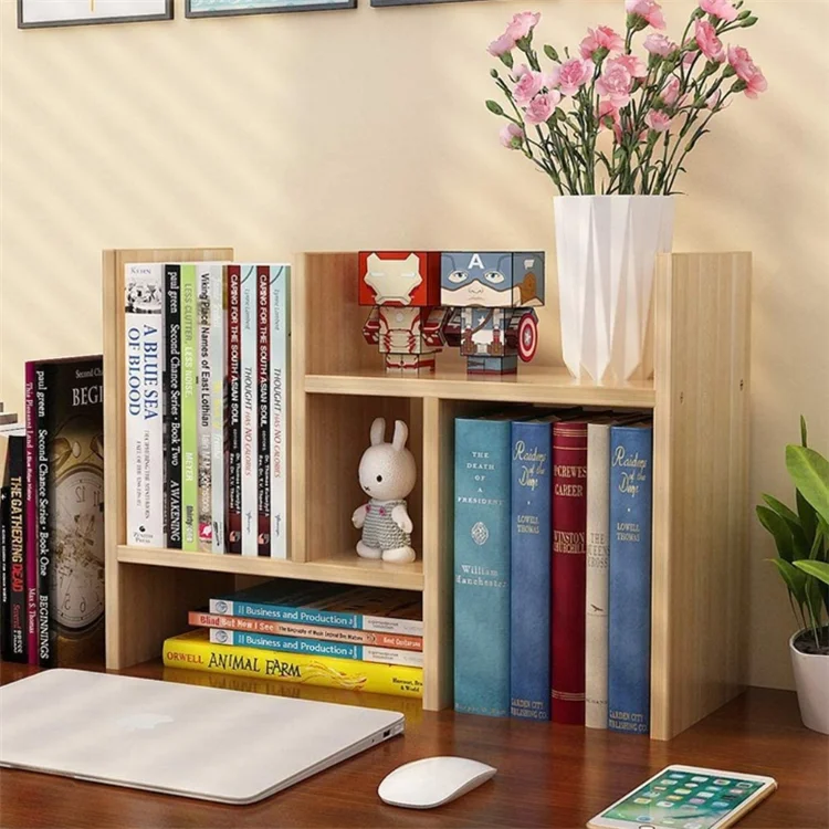 Elegant appearance natural texture cut clutter wooden bookshelf bookcase