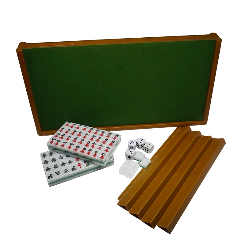 Source manufacturers supply portable mini mahjong set color box packaging carving Japanese sparrow with folding table