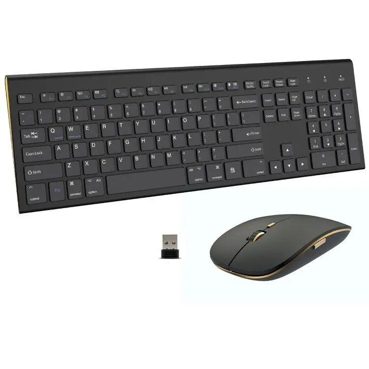 Dual System Switching Ergonomic Slope Selection 2.4G Full Size 104 Key Scissors-key Quiet Wireless Keyboard and Mouse Combos