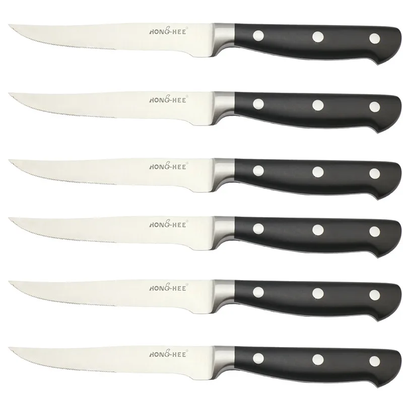 
hand made Stainless Steel kitchen knives steak knife set buy steak knives set of 6 with 430 ABS handle 