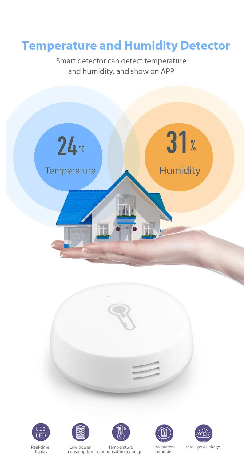 ZigBee Tuya WiFi Wireless Wall Humidity Sensor Humidity Sensor Smart Temperature Humidity Sensor
