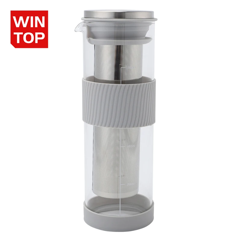 800ml Coffee Glass Brewer Cold Brew Coffee Maker Pot With Lid And Stainless Steel Removable Filter