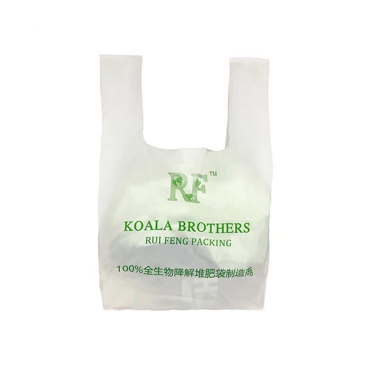 Take-out supermarket shopping bag food packing biodegradable plastic bag t shirt compostable vest bag for food