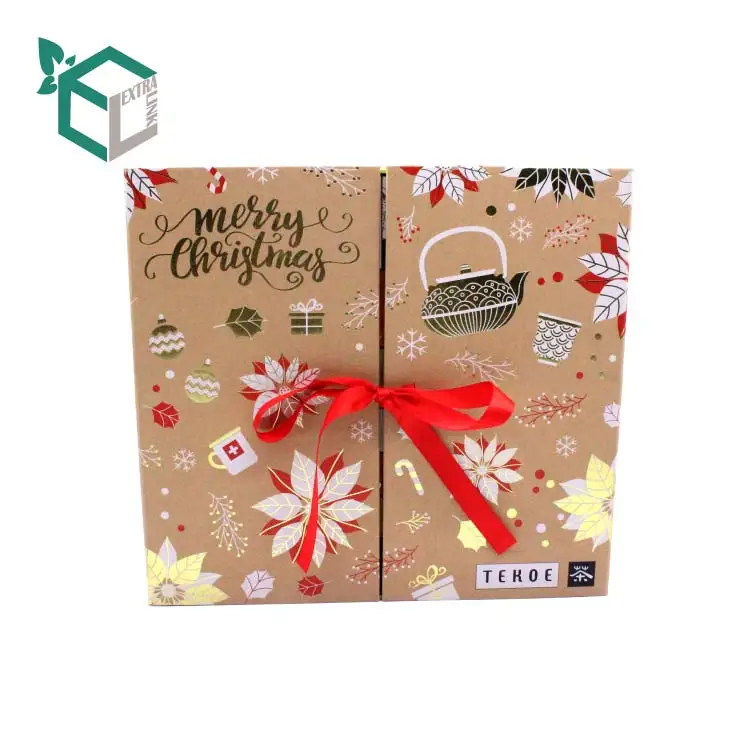Handmade Custom Decoration Kraft Paper Christmas Gift Advent Calendar Box
