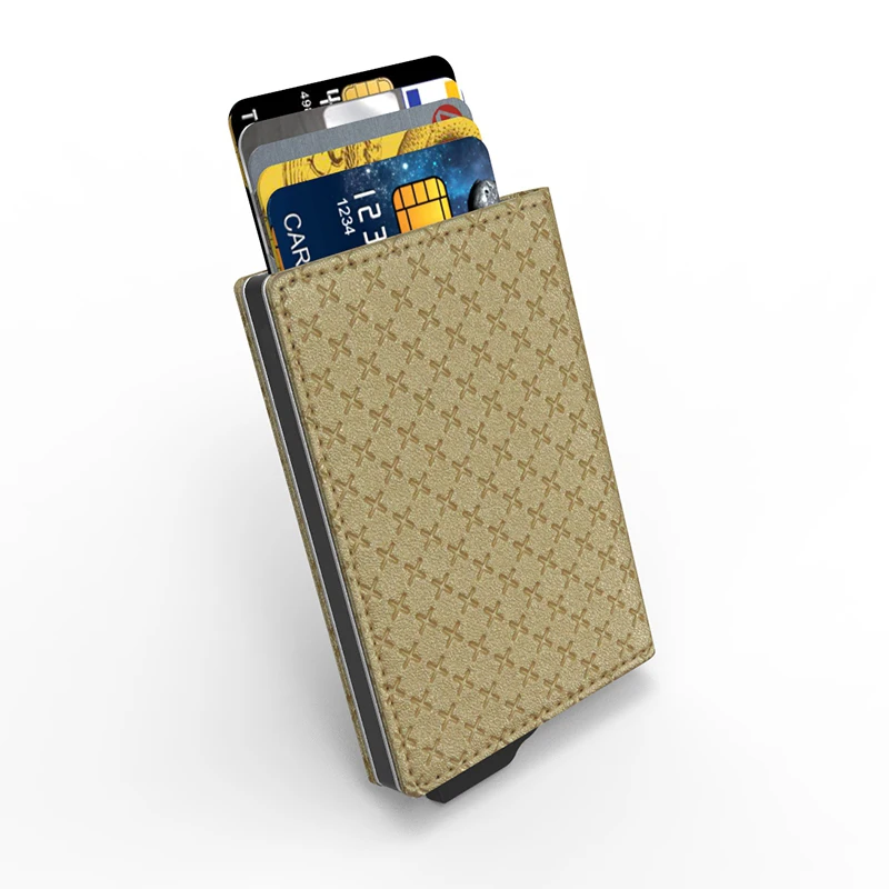Td-Lt71 Factory directly front pocket wallets thin card holder slim aluminum leather wallet