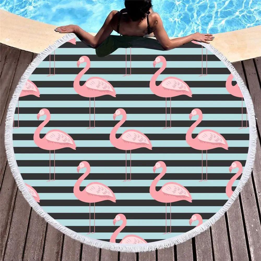
Hot sale digital printing beautiful flamingo round bath beach towel wholesale 