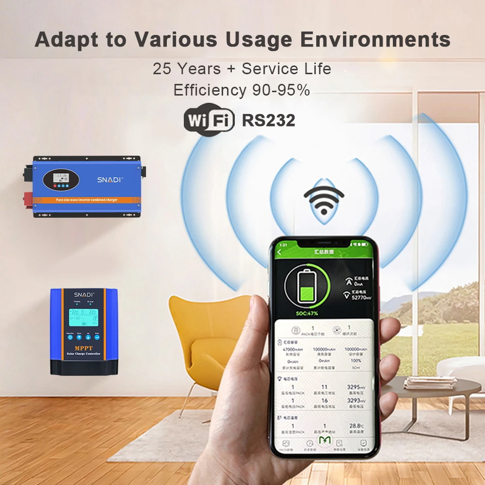 Home Use Pure Sine Wave Off Grid 5kw 12v 24v 48v DC to AC 110V 220V Single Phase Inverter Solar Energy