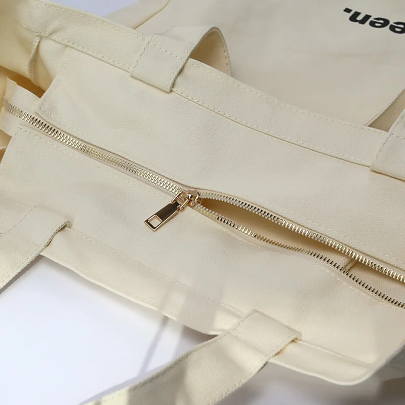 Customization Heavy Duty Embroider LOGO Reusable Cotton Grocery Eco-Friendly Reusable Shopping Cotton Bags