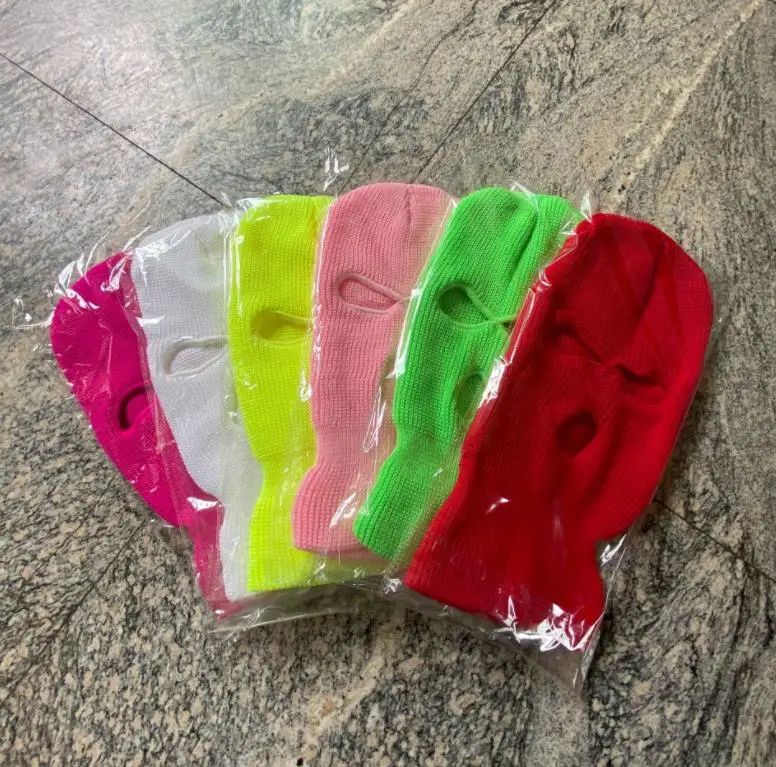 60colors Custom Balaclava Ski Wholesale 3 Hole s Your Own Cagoul Hood Black Three Knitted Face Logo Neon Ski