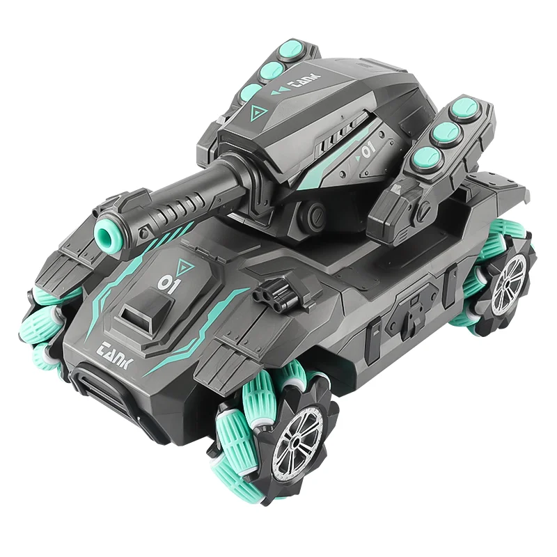 High-speed drift tank armor water bomb vehicle colorful gradient light hollow wheel dual control 2.4G remote control car