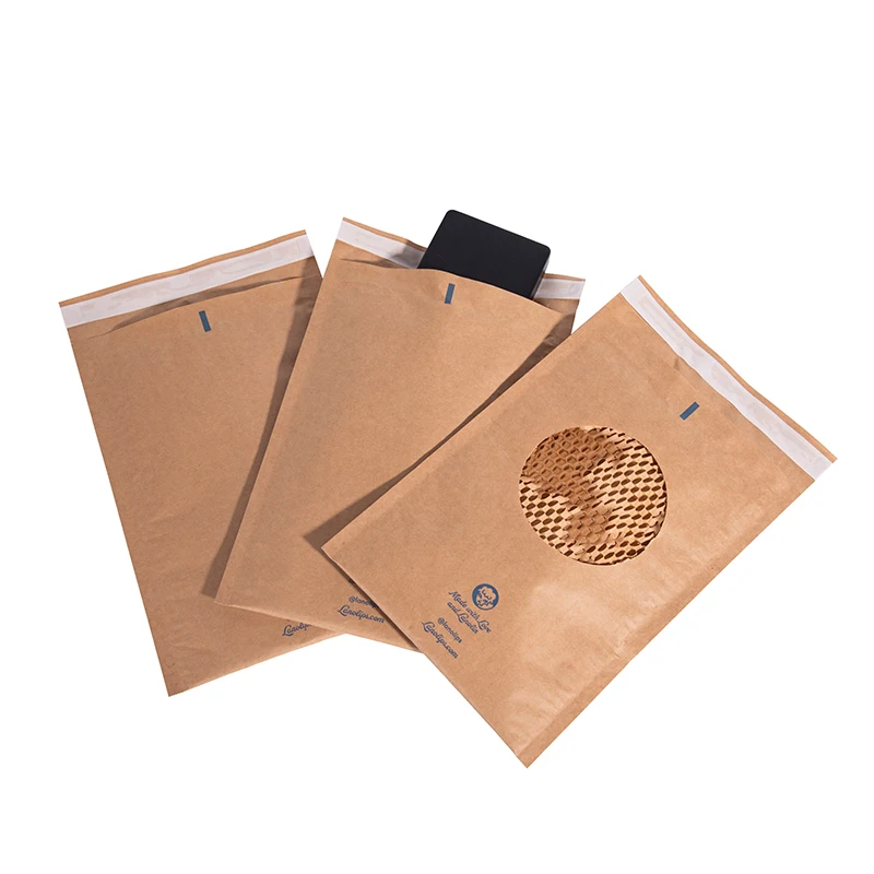 Compostable Kraft Paper Mailing Bags Cushioning  Honeycomb Padded Mailer For Electronic Products