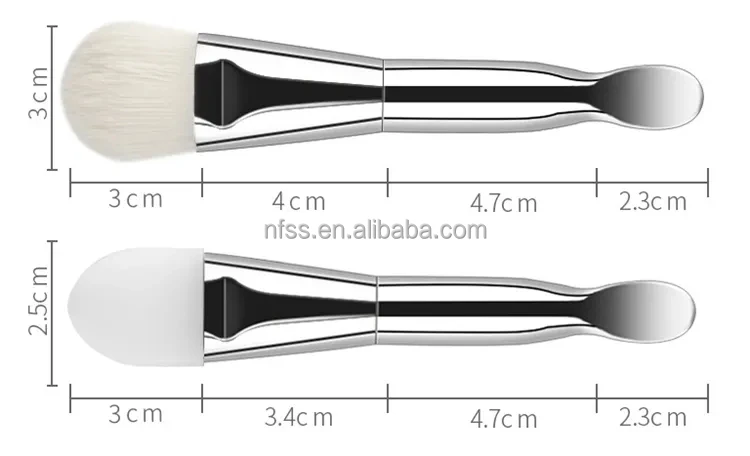 Wholesale Custom Hier Mini Dual Sided Mask Brushes Makeup Double End Plastic Fan Masking Brush And Cosmetic Spatula With  Logo