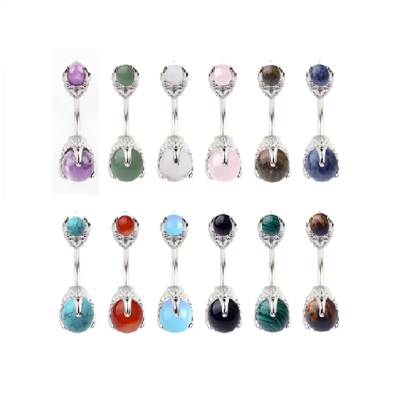 Latest Arrival Multiple Style Titanium Steel Belly Button Rings Natural Stone Belly Ring Wholesale Piercing Jewelry