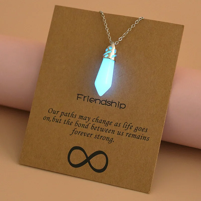 Fashion Jewelry Charm Star Water Drop Bullet Cross Heart Shape Pendant For Women Ladies Natural Stone Glow Dark Necklace Jewelry