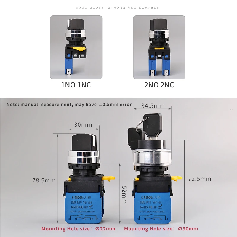 20amp select push button 2no2nc latching keep 3 position rotary switch for Industrial set box