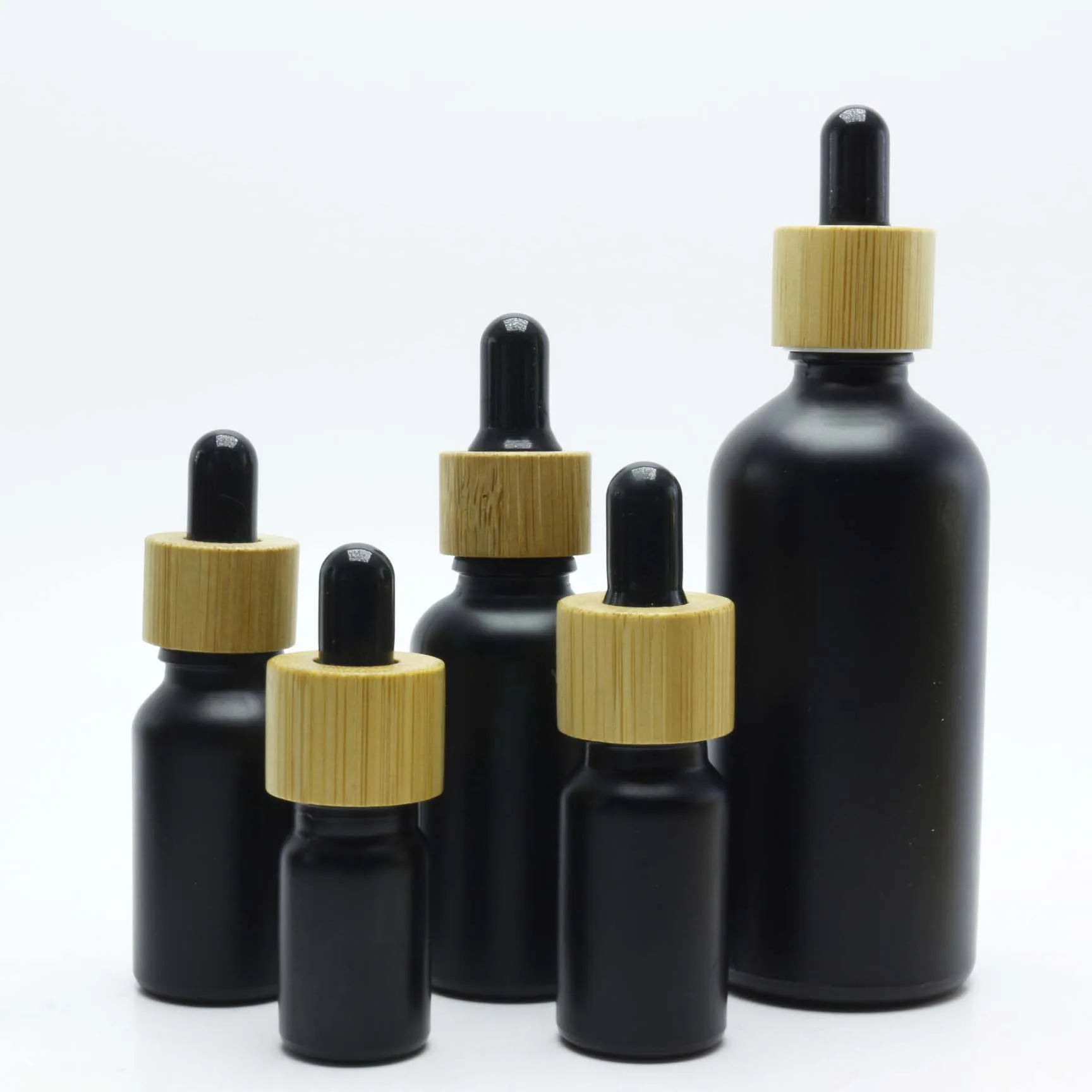 Best selling 30ml black frosted cosmetic bottle essential oil bottle with measurement pipette and paper tube packaging GB-AN35