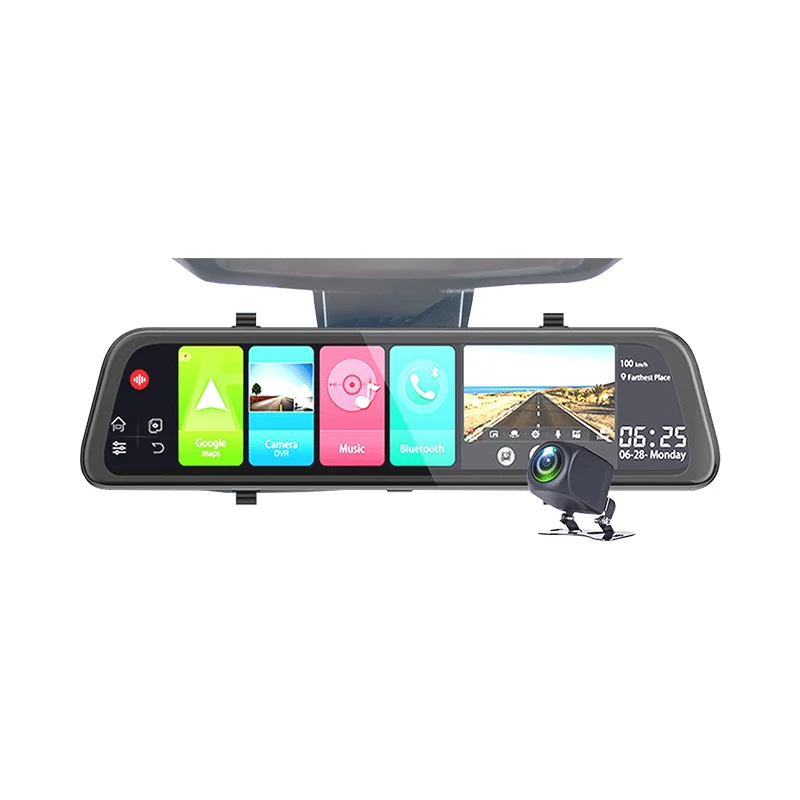 
2021 dual lens reverse parking remote monitor android dvr wifi dash cam 2k hd 1080p car mirror dvr with gps tracking system 