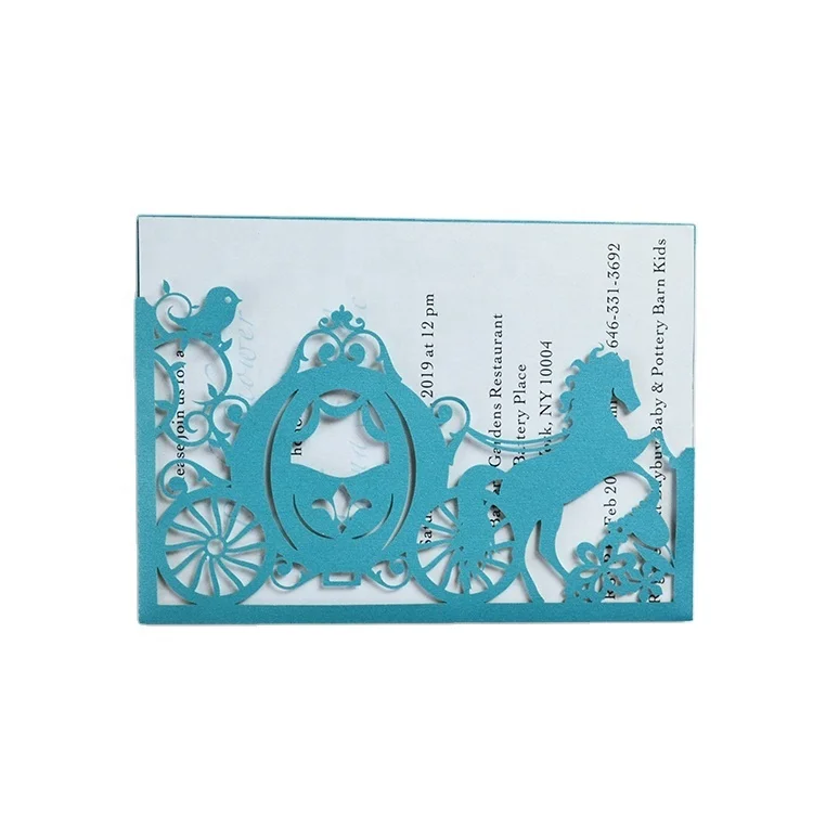 Quinceanera decoration sweet 16 birthday laser cut carriage cinderella wedding invitation