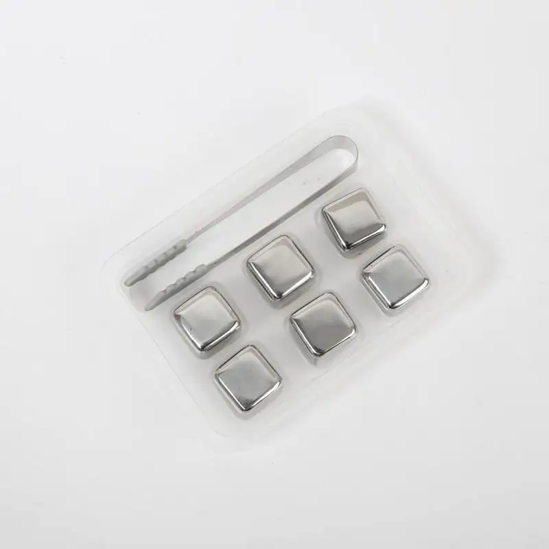 2021 Amazon Hot sell 304 Stainless Steel Ice Cubes customized Whiskey Chilling Stones with Tongs chill
