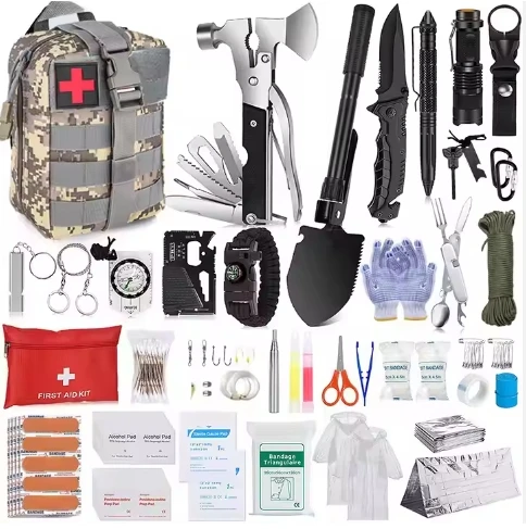 TJD Professional 250 pcs Travelling First Aid Kit Outdoor  Mountain Climbing Emergency   folding shovel Survival Gear Kit