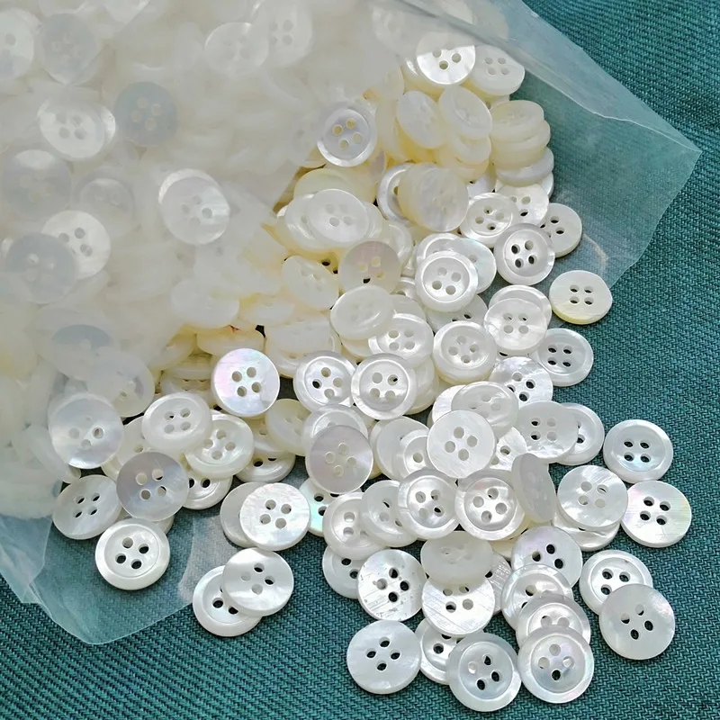 18L 4 holes white mother of pearl shell button 1.9mm-2.0mm thickness, natural real MOP shell button for shirt
