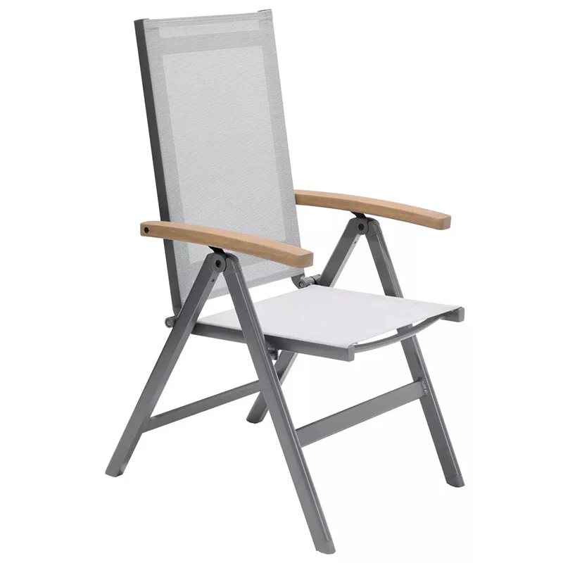 Patio Portable Folding Chairs With Armrest Outdoor Camping Beach Deck Dining Folding Chairs textilene fabric