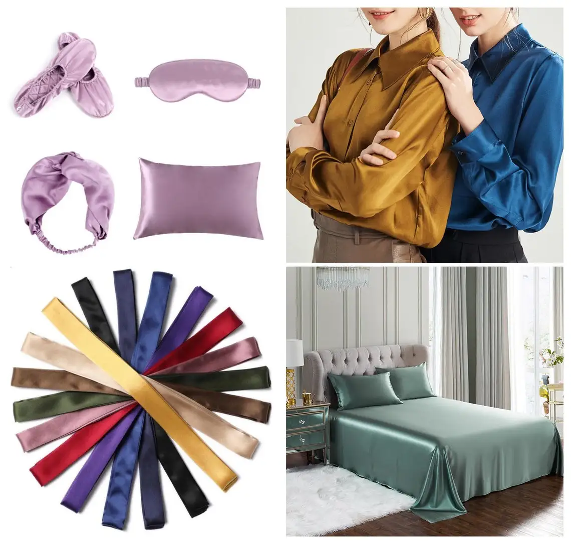 OEKO TEX 100 6A Grade Pure 100% Mulberry Silk 16 19 22MM 114cm 140cm width Plain Dyed Charmeuse satin fashion fabric