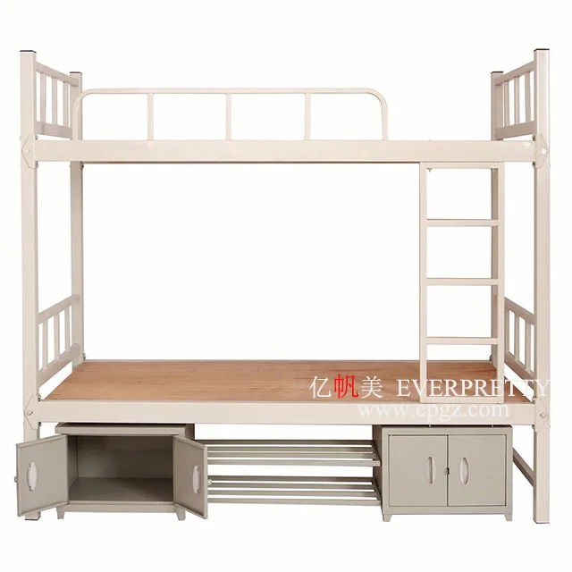 School Dormitory Furniture Ergonomical Design Heavy Duty Double Platform Custom Metal Bunk Bed for Student Use