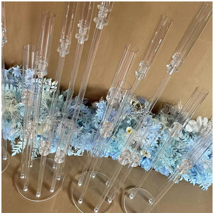 6 arms 8 arms  Transparent Clear Candle Acrylic Candlestick For Wedding Centerpieces Acrylic Candle Holder stand