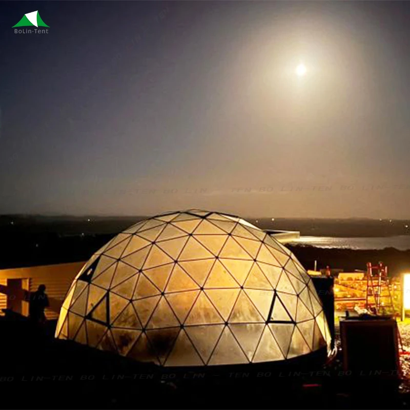 Luxury Outdoor Camping Hotel Tent Pvdf Membrane Tensile Structure Hybrid Tent Geodesic Dome Tent